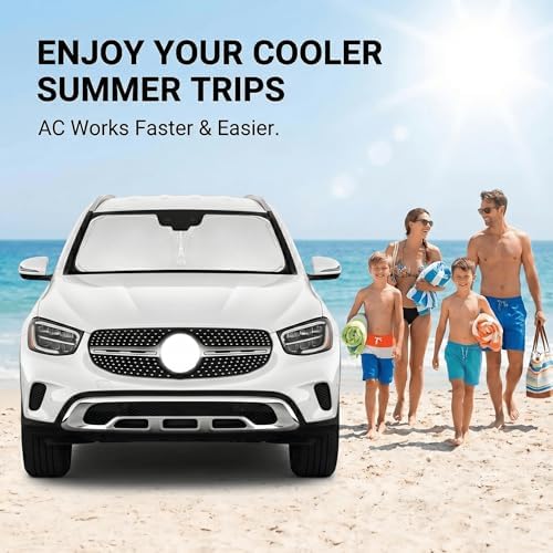 Windshield Sun Shade for Mercedes Benz GLE 2012-2025 2026 Sunshade Front Window Shade Custom Fit GLE Accessories Sun Visor Foldable Shade Blocks UV Rays Accessories - Image 4