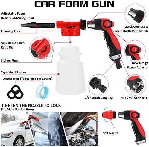 35Pcs Car Wash Detailing Kit Cleaning Kits with Foam Gun Sprayer Collapsible Bucket Brush Large Wash Mitt Towels Complete Interior Exterior Car Washing Supply Set Blue - Image 3