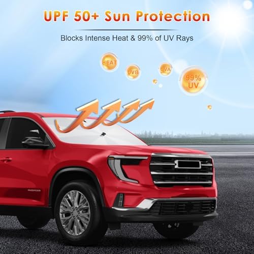Umbrella Sunshade for Car Windshield 2025 2026 GMC Acadia, Custom Fit Windshield Sun Protector Cover, 6-Layer Heat-Resistant Fabric, Ultra-Strong Fiberglass Frame, Quick Setup (for 2025+ Acadia) - Image 3