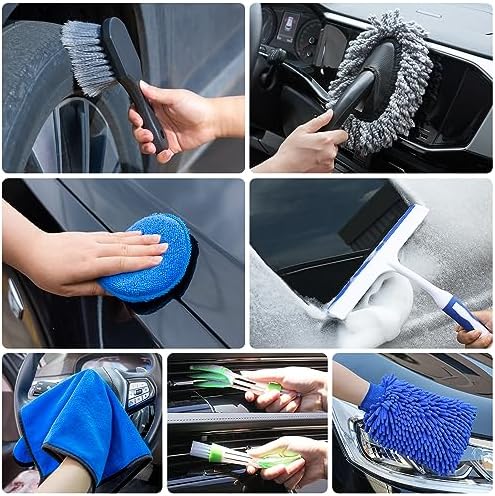 27Pcs Car Detailing Brush Set, Car Detailing Kit, Auto Detailing Drill Brush Set, Car Detailing Brushes, Car Wash Cleaning Tools Kit for Interior, Exterior, Wheels, Blue - Image 6