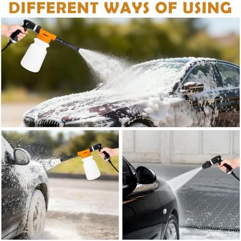 Car Wash Detailing Kit Cleaning Kits with Foam Gun Sprayer, Car Wash Brush and Large Wash Mitt Duster for Car Interior and Exterior Cleaning (Orange) - Image 3