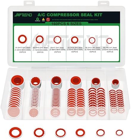 160PCS A/C Compressor Port Bonded Seal Gasket Kit, A/C Seal Washers by Japtend