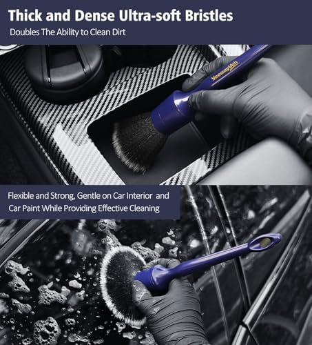 YeewayVeh 3PCS Car Detailing Brush Set, Ultra Soft, Indigo/Black - Image 2