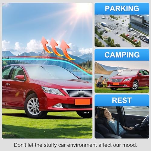 Car Sun Shade for 2012-2017 Toyota Camry Accessories Windshield Sunshade Cover Front Window Shade Custom Fit Camry Sun Visor Protector Foldable Blocks UV Rays - Image 3