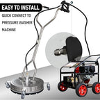 Hourleey 24" Pressure Washer Surface Cleaner with Dual Handles, Stainless Steel Surface Cleaner with 4 Wheels for Driveways, Pathway, Sidewalks, Patios, Decks, 4500 PSI with 3/8" Quick Connector Kit - Image 4