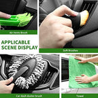 18Pcs Car Detailing Kit, Interior Car Cleaning Kit, Leather & Textile Car Interior Brush, Car Detailing Brush Set with Windshield Cleaning Tool Complete Car Interior Care Kit - Image 7
