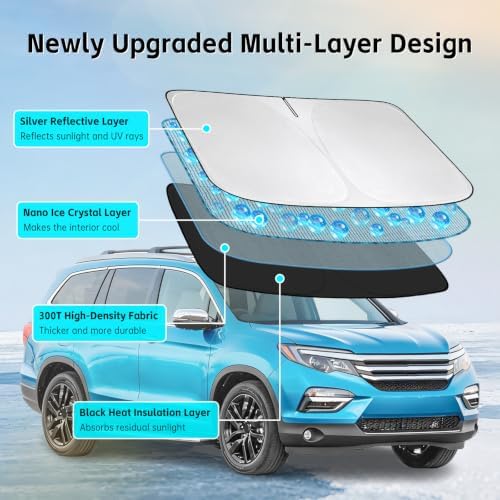 Windshield Sun Shade for Honda Pilot 2009-2026 Sunshade - Image 3