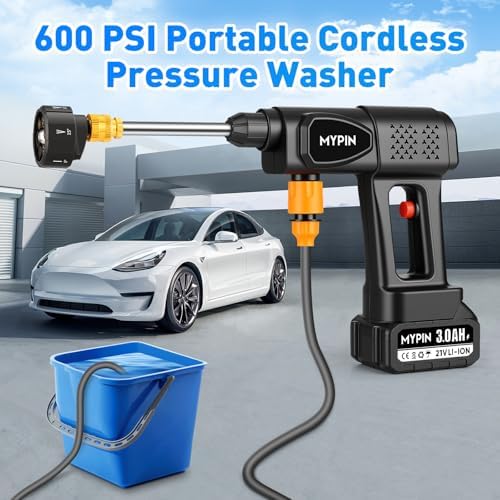 Portable Cordless 600PSI Pressure Washer, 6-in-1 Nozzle with Jet Nozzles - Image 3