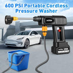 Portable Cordless 600PSI Pressure Washer, 6-in-1 Nozzle with Jet Nozzles - Image 3
