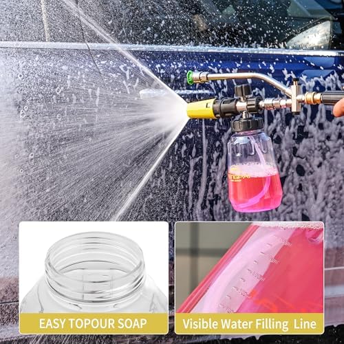 FENG PAI Pressure Washer Foam Cannon Gun Kit with Dual Connector Accessory, Car Wash Foam Gun for Car Washing and Cleaning, 1/4" Quick Connect with 7pcs Nozzles, Dual Adjustable Snow Foam Lance - Image 6