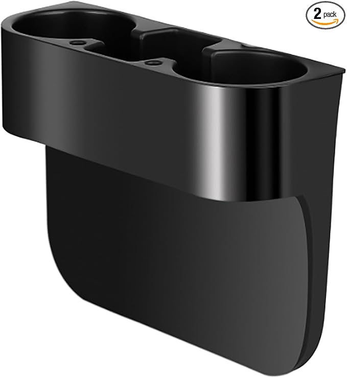 2PCS Seat Wedge Cup Holder for Car, Seat Gap Filler Cup Organizer Storage Box with Coaster(Black) by AULESSE