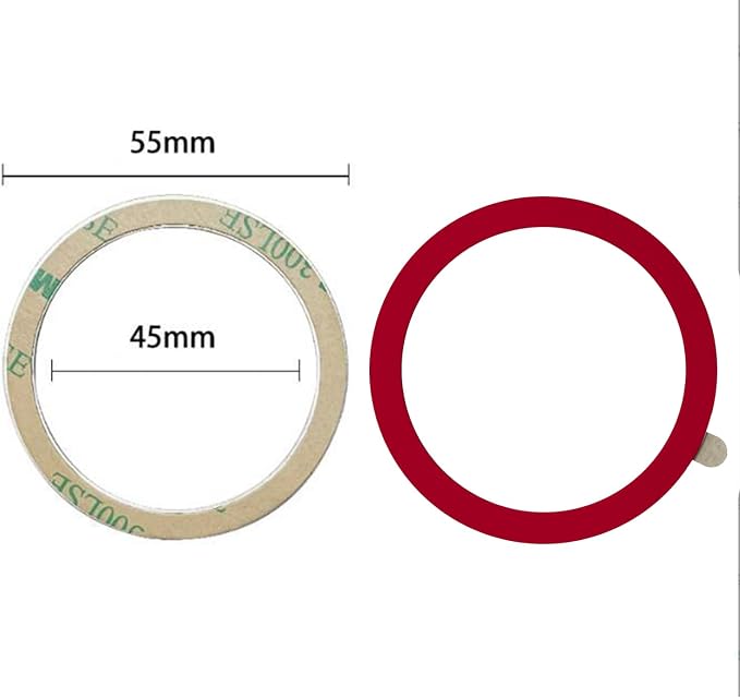 TENOC Universal Metal Ring Sticker, 3Pcs, Red | Compatible with iPhone/Samsung/Android Cellphones, Magnetic Phone Charger/Mount/Holder Conversion - Image 2