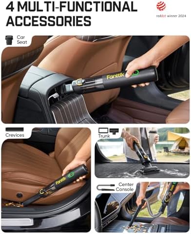 Fanttik V8 Mate Upgraded Cordless Car Vacuum, Portable Mini Vacuum with 13000pa Suction Power, 2 Suction Modes, Type-C Charge, Handheld Vacuum for Car, Small Tasks, Keyboards, Office Desk (Black) - Image 2