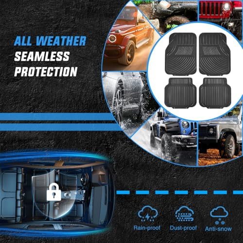 Nilight Rubber Floor Mats for Cars Trucks SUVs | Universal Trim to fit for Most Vehicles, All Weather Protection Heavy Duty Floor Liners, Pack of 4 - Image 5