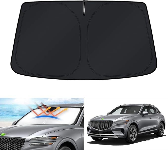 KUST Windshield Sun Shade for Genesis GV70 Accessories 2022-2025 2026 Sunshade Window Sun Visor Protector Foldable Blocks UV Rays Keep Your Car Cooler by KUST