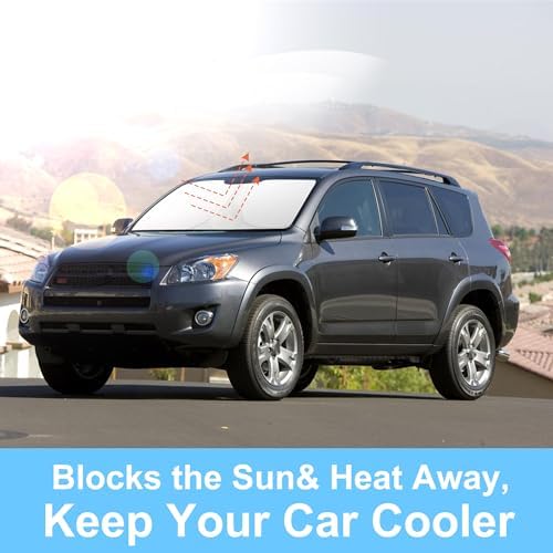 TINGLU Sun Shade for Toyota RAV4 2006-2012 Accessories Windshield Sun Shade Window Shade UV Rays Protection Sun Visor Cover with Steering Wheel Sunshade Storage Bag - Image 5