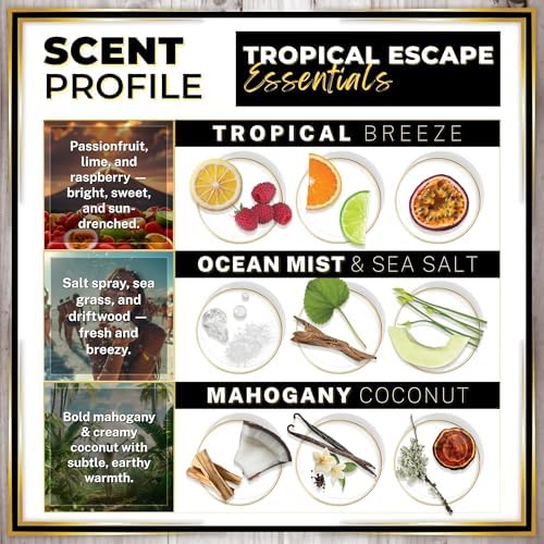 Urban Naturals Car Air Freshener Diffuser 3 Pack - Tropical Escape Essentials Scent, 45+ Days Long Lasting Fragrance, Made in USA, Glass & Wood, Hanging Design + Vent Cip, Easy to Use - Image 4