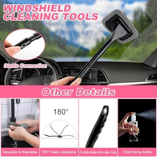 41Pcs Car Cleaning Kit, Interior Detailing Kit with High Power Handheld Vacuum, Detailing Brush Set, Windshield Tool, Snow Shovel, Pink Complete Auto Accessories for Women - Image 3