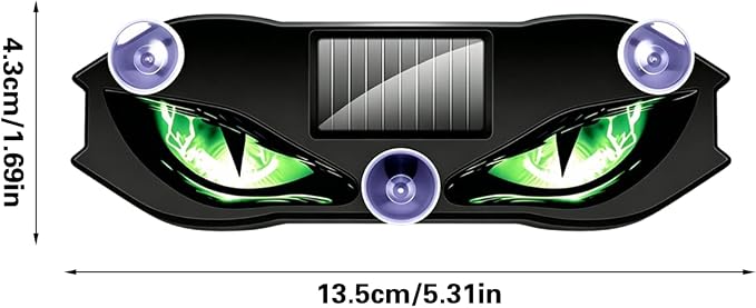 Eye-Shaped Wireless LED Lights for Car (Green) | Solar Powered & Rechargeable Car Lights Interior with Vibration Sensor, Automotive Ambient Light for Door Windows - Image 6
