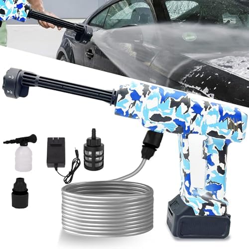 Portable Cordless Blade Blower, 6-in-1 Nozzle Powered by 1220 PSI Battery for car Washing, Suitable for Houses, Floors, Plants, Gardens, Camouflage by EDOMOL