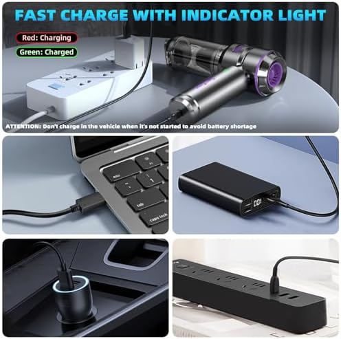 Car Vacuum Portable Cordless, Handheld Vacuum Cordless, Mini Vacuum 18000Pa High Power 4-in-1 with Brushless Motor, Air Duster, Air Blower & Air Pump for Car Detailing, Home, Office & Pet Hair - Image 5