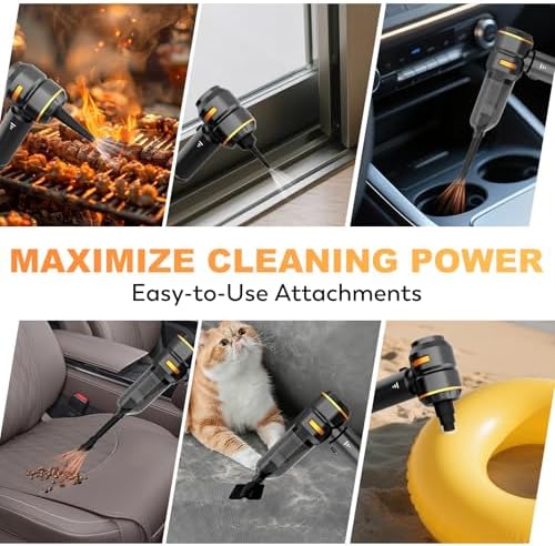 Handheld Car Vacuum Cordless, 22000PA Strong Suction Mini Vacuum Cleaner with Brushless Motor, 4-in-1 Portable Vacuum for Car Detailing, Home, Office & Travel, Black Golden - Image 5