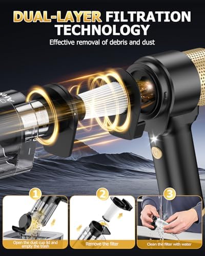 AHNR Handheld Car Vacuum Portable Cordless, 16000PA Hand Vacuum Cleaner - Image 6