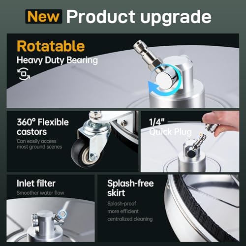 TOR 18" Pressure Washer Surface Cleaner with 4 Wheels, Surface Cleaner for Pressure Washer, 2 Extension Wands, 2 Replacement Nozzles, Power Washer Surface Cleaner for Concrete, Driveway - Image 7