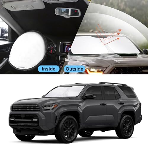 TINGLU Sun Shade for Toyota 4Runner 2025 2026 Accessories Windshield Sun Shade Window Shade UV Rays Protection Sun Visor Cover with Steering Wheel Sunshade Storage Bag - Image 6