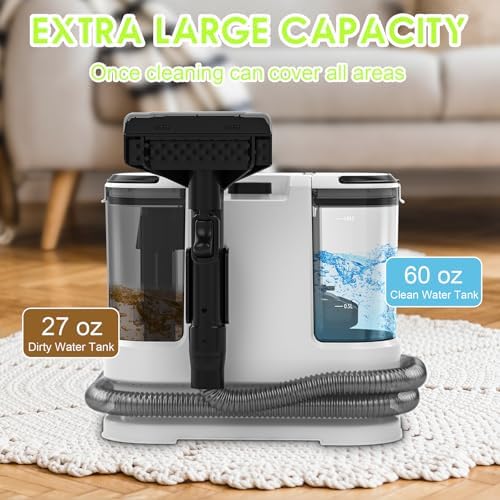 Portable Carpet & Upholstery Cleaner, Deep Cleaning for Rugs, Couch, Curtain, Car Interiors Stains, Pet & Family Friendly, 800W high-performance motor 21Kpa 120V (White) - Image 5