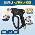 Pressure Washer Short Gun, 5000 PSI/10.5 GPM High Power Washer Spray Gun with 3/8'' Swivel Quick and M22-14mm Connect for Foam Cannon Car Wash - Image 6