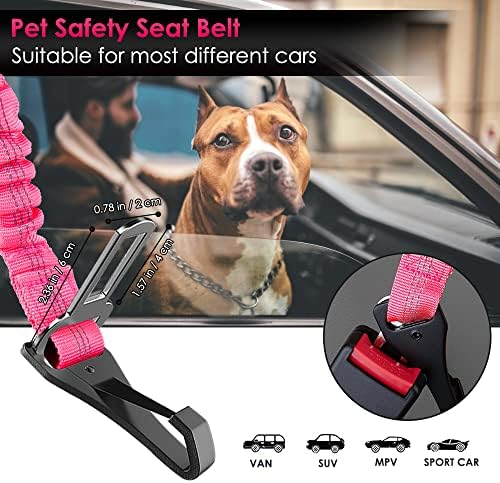 SlowTon Dog Car Seat Belt, 3 in 1 Latch Bar Attachment Dog Safety Seatbelt | Hook Latch Bar& Seatbelt Buckle, Reflective, Heavy Duty Nylon, Durability, Easy of Use, for Travel Riding FL Pink, 2 Pack - Image 6