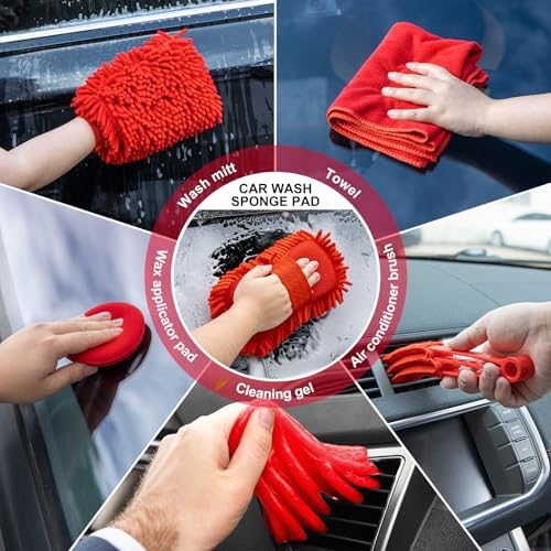 41Pcs Car Wash Cleaning Kit with High Power Handheld Vacuum Windshield Cleaning Tool Collapsible Bucket Detailing Brushes Tire Brush Towels Complete Detailing Set for Car - Image 6