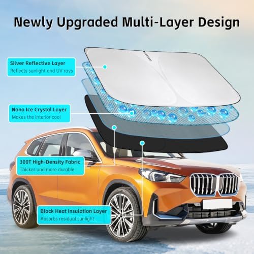 Windshield Sun Shade for BMW X1 2023-2026 Sunshade - Image 3