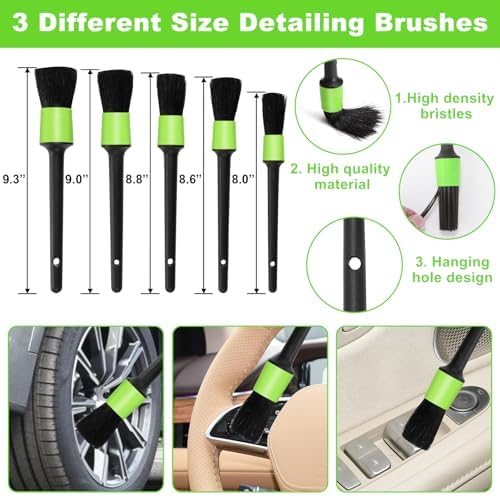 Green Windshield Cleaner Tool, 17Pcs Car Interior Cleaning Kit, Detailing Kit Interior Cleaner, Car Detailing Brushes, Cleaning Gel, Inside Cleaning Accessories for Trucks, SUVs, RVs Window - Image 4