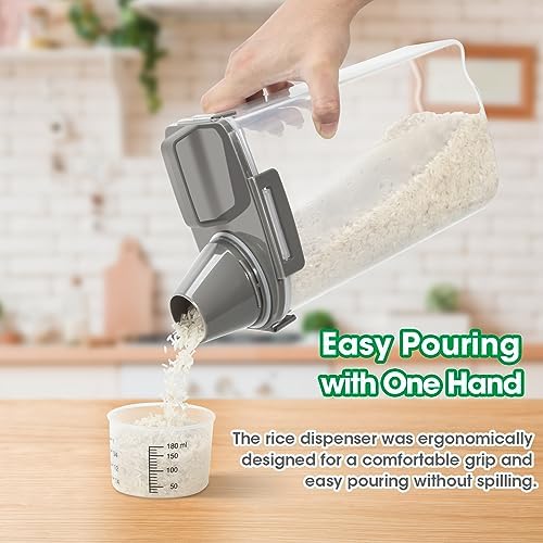 TBMax Rice Storage Container 3 to 5 Lbs - Small Cereal Oatmeal Flour Container with Easy Pouring Spout & Cup, Portable Pet Dog Cat Food Dispenser for Small Spaces, Travel, or Daily Use - Image 4