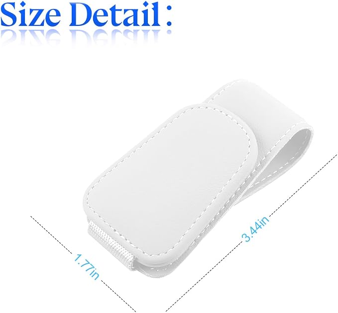 zipelo 2PCS Magnetic Leather Sun Visor Sunglasses Holders, White | one-hand access, soft contact surfaces, stores glasses and cards, lightweight compact form, car interior accessories - Image 2