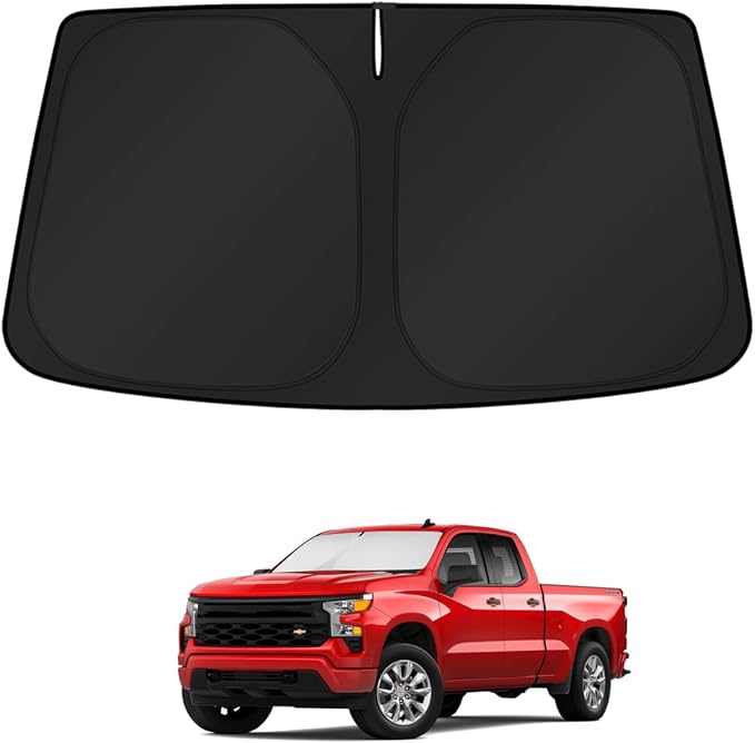 KUST Windshield Sun Shade for 2019-2026 Chevrolet Silverado/Honda Ridgeline 2017-2026 / Dodge RAM 1500 2500 3500 2010-2026 Window Accessories Shade Sun Visor Cover Foldable Block UV Rays by KUST