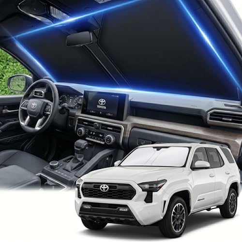 Windshield Sun Shade for Toyota 4Runner 2010-2024 2025 2026 Front Window Shade Custom Fit 4Runner Accessories Sun Visor Foldable Shade Blocks UV Rays Summer Must Have Car Accessories by AuyNeas