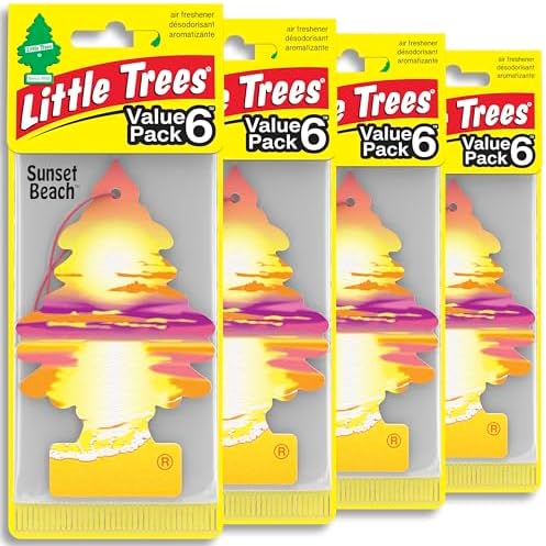 LITTLE TREES Car Air Freshener | Hanging Tree Provides Long Lasting Scent for Auto and Home | 24 Air Fresheners |Sunset Beach by LITTLETREES