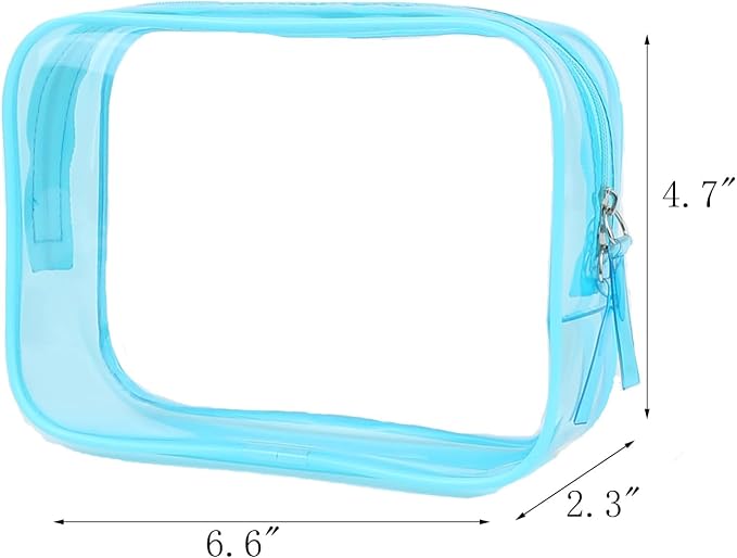 Buminee Clear Pouch, Makeup Bag, 6.6"" x2.3 x4.7 TSA Approved Toiletry Bag, Clear Travel Bags for Toiletries, Cosmetic Bag for Women-1 Pack Sky Blue - Image 2