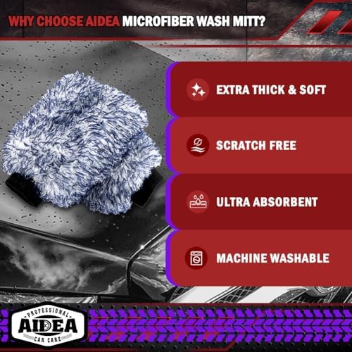 AIDEA Car Wash Mitt Microfiber, 1PK Wheel Cleaner Mitts, 7.12''X10.14'' - Image 3