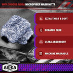 AIDEA Car Wash Mitt Microfiber, 2PK Wheel Cleaner Mitts, 7.12''X10.14'' - Image 3