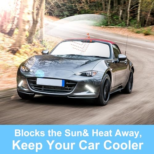 TINGLU Sun Shade for Mazda MX-5 Miata 2017-2019 Accessories Windshield Sun Shade Window Shade UV Rays Protection Sun Visor Cover with Steering Wheel Sunshade Storage Bag - Image 5