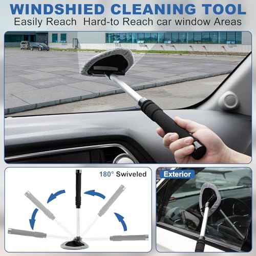Windshield Cleaner Tool, 13Pcs Car Interior Cleaning Kit, Car Detailing Kit Interior Cleaner, Car Detailing Brushes, Car Cleaning Gel, Inside Cleaning Supplies Accessories for Women Men - Image 2