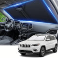 Custom Fit Windshield Sun Shade for Jeep Cherokee 2014-2023, 4-Layer 240T Front Window Visor, Foldable UV Ray Blocker, Car Accessories by AuyNeas