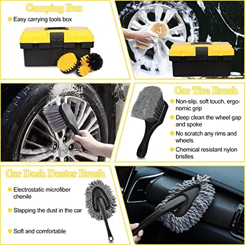 TTRCB 27Pcs Car Detailing Kit, Car Detailing Brush Set, Auto Detailing Drill Brush Set, Car Detailing Brushes, Car Wash Kit, Car Accessories, Car Cleaning Tools Kit for Interior, Exterior, Wheels - Image 2