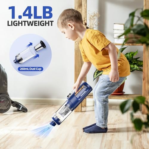 MONOZEL Car Vacuum Cleaner High Power, 18000Pa 2 in 1 Vacuum Cleaner&Air Duster, 130W Brushless Motor Handheld Vacuum Cordless with 7800mAh Battery, LED Light, Multi-Nozzles for Car, Home, Office, Pet - Image 7