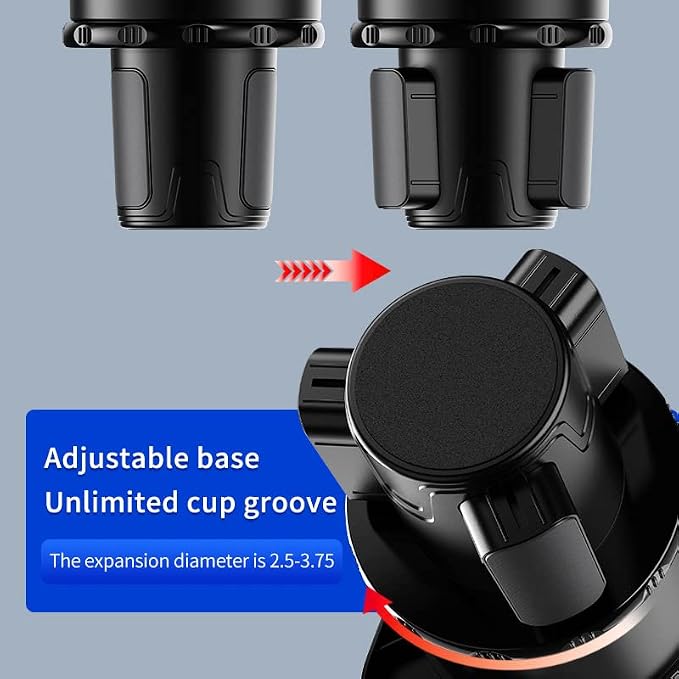 4 in 1 Adjustable Car Cup Holder, 360° Rotate Tray Cup Holder Expander with Phone Holder, Cup Holder Insert Fits Yeti Hydro Flask 16-46 oz, Detachable Food Tray Table for Car Road Trip Essentials - Image 5