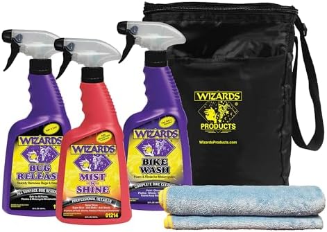 Wizards Motorcycle Quick Detail Kit – 5-Piece Wash & Shine Bundle by Wizards